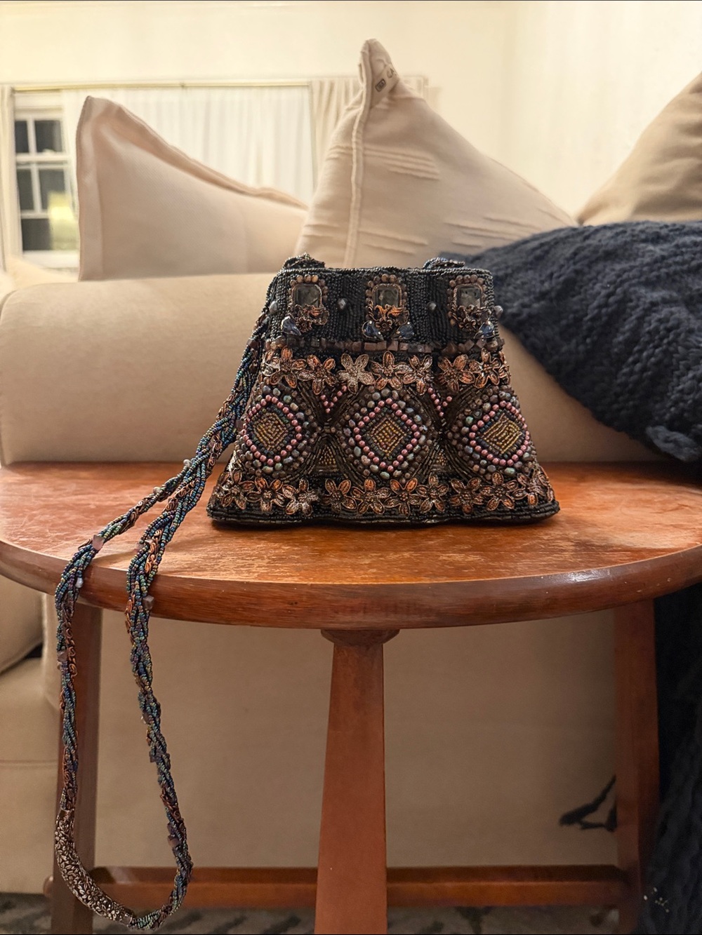 Mary Frances Embellished Beaded Evening Bag - Black with Multicolor Accents